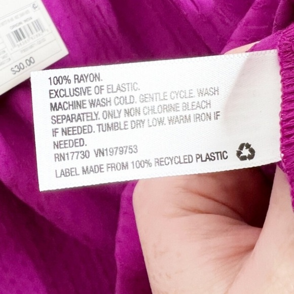 New with Tag Knox Rose Womens Purple Ruffle Polka Dot Texture Long Sleeve Blouse - Picture 16 of 16